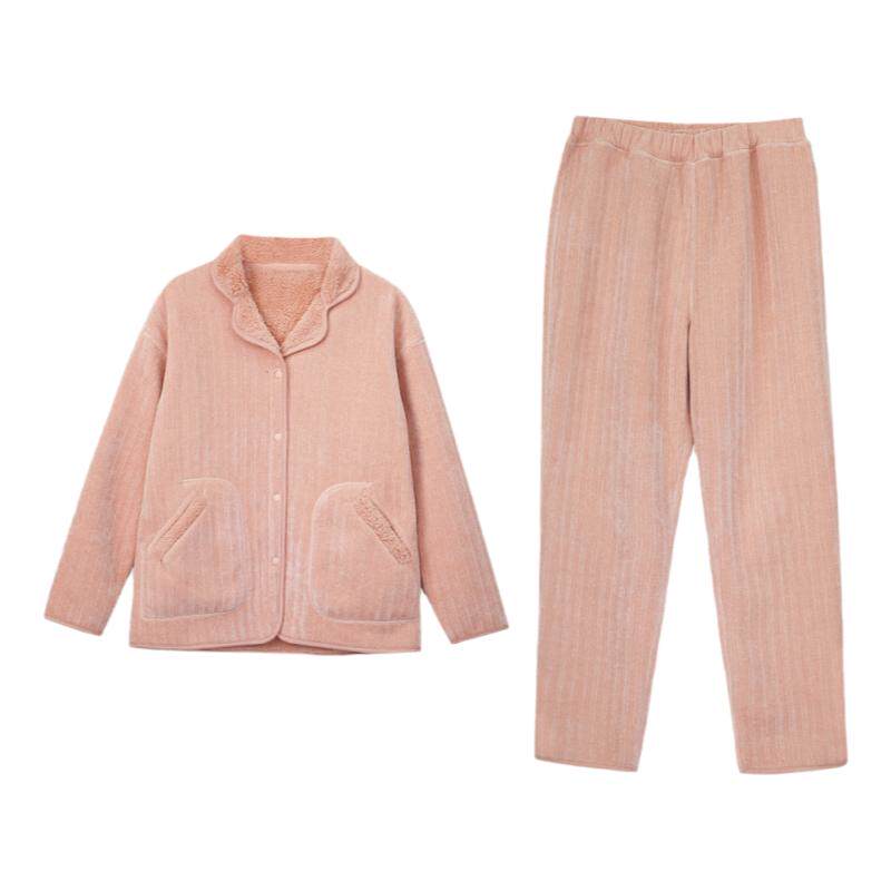 橙线睡衣女套装秋冬季雪绒花保暖加厚加绒可外穿家居服E220132