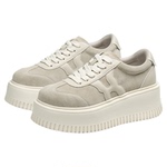 厚乳拿铁|蹀愫真皮厚底运动松糕底休闲鞋小个子增高德训鞋