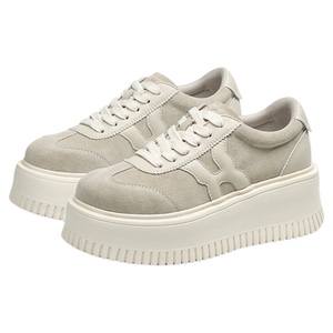 厚乳拿铁|蹀愫真皮厚底运动松糕底休闲鞋小个子增高德训鞋