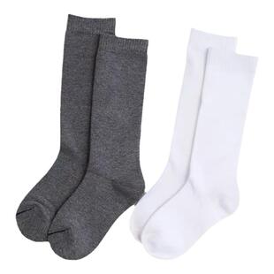 儿童袜子秋冬款香港白色学生袜女童中筒及膝棉袜校服袜男童长筒袜