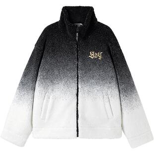 【粒子光年】BOYLONDON春季情侣款渐变仿羊羔毛保暖外套N23026