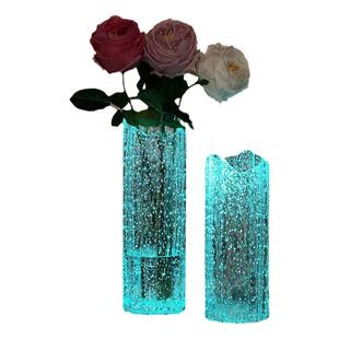 ins风网红夜光荧光冰川花瓶玻璃透明插花玫瑰鲜花客厅餐桌摆件