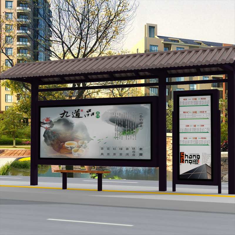 定制户外广告宣传栏不锈钢公交站台制作广告牌候车亭设计灯箱