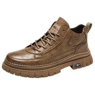 公牛世家马丁靴男款冬季真皮高帮皮鞋户外沙漠工装靴男士中帮皮靴