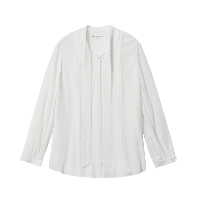 纯桑蚕丝飘带款长袖衬衣商场同款