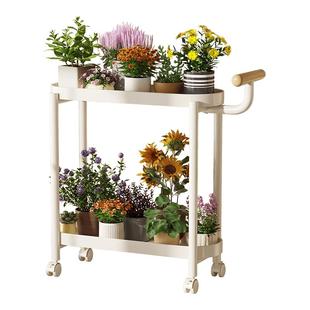 客厅铁艺花架置物架落地式阳台可移动带轮小推车花盆托架多肉架子