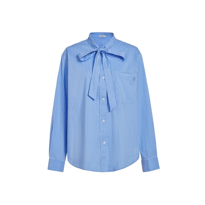 FIVE PLUS智感通勤条纹衬衫女蝴蝶系带领衬衣长袖2026新款女春装