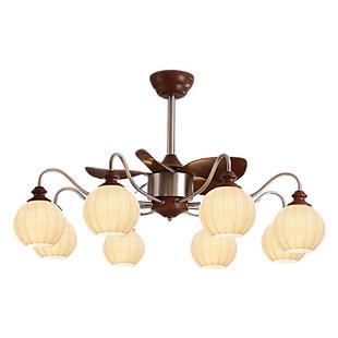 雷士照明风扇灯中古风客厅餐厅风扇灯复古胡桃木色吊扇灯新款吊灯