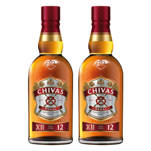 芝华士 12年苏格兰调和型威士忌500mL双支洋酒原瓶进口