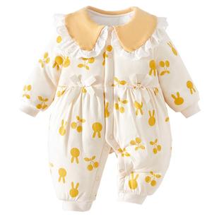 婴儿夹棉衣服加厚棉服连体衣冬装宝宝衣服婴幼儿冬装a类纯棉冬季6