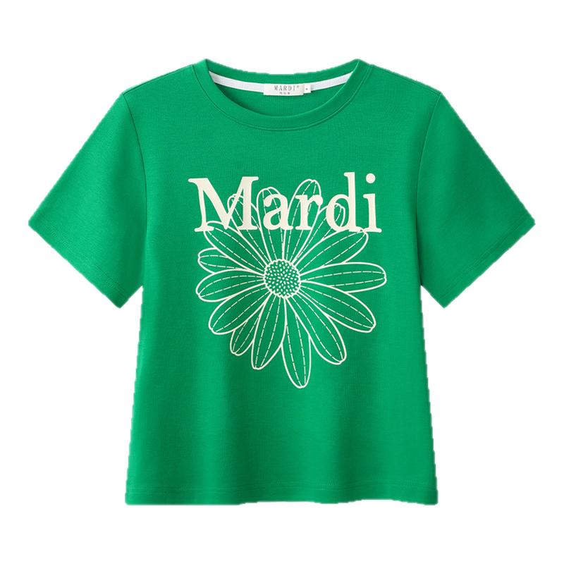 MARDI官方正品大雏菊时尚短袖T恤修身显瘦百搭正肩2026夏季上衣女