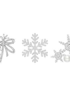 【自营】HEFANG Jewelry/何方珠宝晓雪雪花系列 优雅璀璨夺目胸针