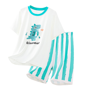 男童空调服2026新款儿童冰丝睡衣男孩a类短袖短裤夏季家居服套装