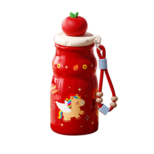 不锈钢保温杯小巧便携吸管水杯可爱马年杯子女生高颜值咖啡杯陶瓷