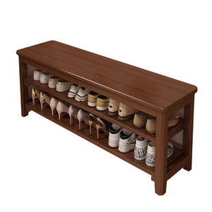 全实木换鞋凳家用入户门口可坐鞋柜坐凳一体进门鞋架免安装穿鞋凳