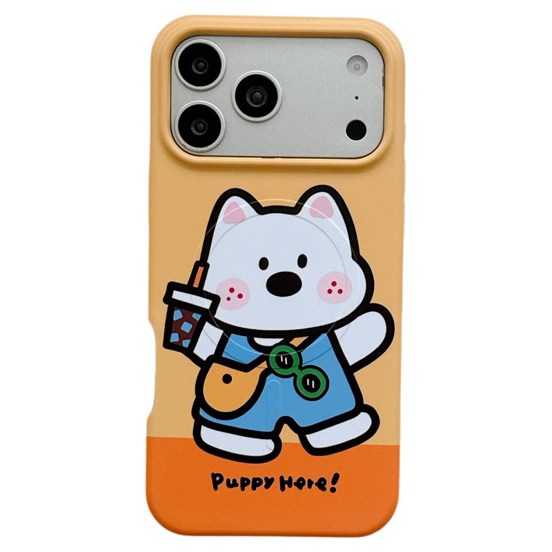 MoreRex活泼童趣卡通背带裤小狗适用苹果17手机壳iphone16promax新款17pro全包14防摔保护套13女款15磁吸支架
