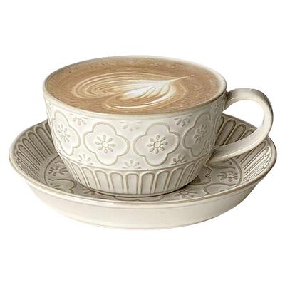浮雕陶瓷咖啡杯碟套装拉花专用杯