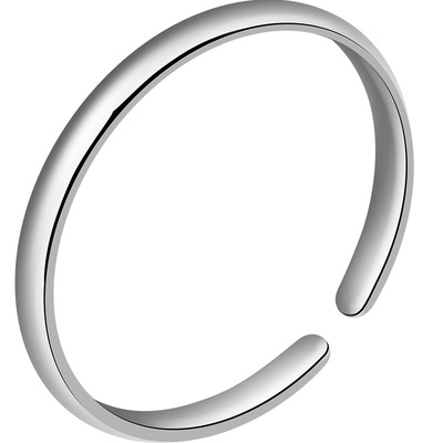 老银匠s999足银手镯女光面简约实心开口可调节送女友礼物纯银镯子