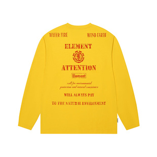 美国ELEMENT滑板&「四元素」长袖T恤女复古街头风印花重磅上衣潮