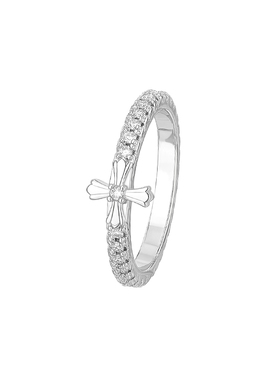 YGPM满钻十字花戒指女细款