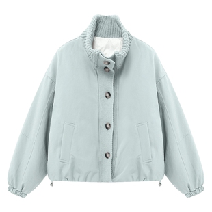 Basic House/百家好立领短款羽绒服女冬季新款小个子休闲保暖外套