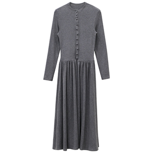 一三良品小个子  收腰针织连衣裙子女秋冬法式气质配大衣内搭长裙