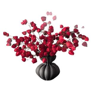 LIVETAI 中古风红色灯笼花仿真花春节生日新年喜庆仿真花束装饰品