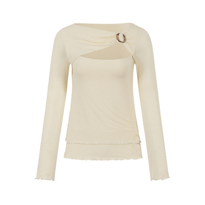 设计感镂空扭结针织衫修身上衣