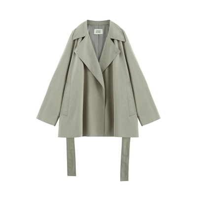 大翻领复古A字短款风衣