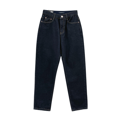 高腰冬季加绒宽松老爹牛仔裤长裤