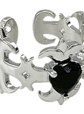 镂空夸张嘻哈个性爱心戒指