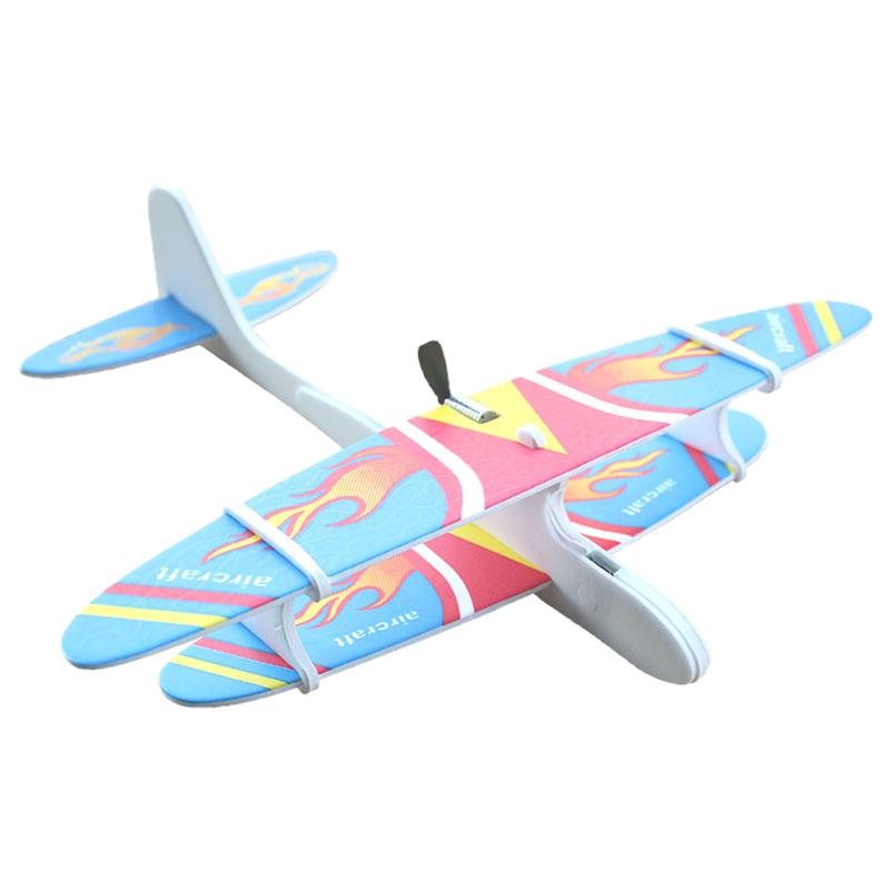 充电电动泡沫飞机儿童手抛双翼滑翔机耐摔拼装模型户外战斗机玩具