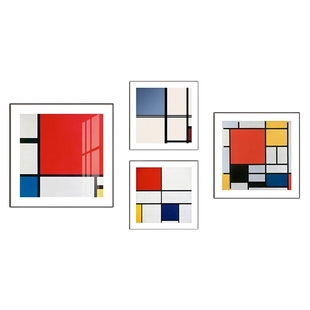 蒙德里安装饰画客厅艺术挂画现代抽象几何格子沙发背景墙组合壁画