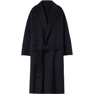 【抗静电】羊绒桑蚕丝羊毛浴袍大衣男士松弛感长款双面呢子外套