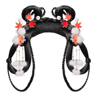 饰品组合套装女古风汉服假发包一体式发箍头饰毛茸茸冬季百搭造型