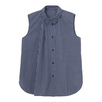 Q姐“叠穿美学”私服系列纯棉撞色格纹廓形休闲马夹 52C860