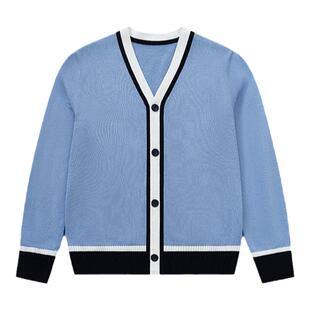 小学生校服针织衫青少年毛衫蓝色针织开衫男女童薄款毛衣儿童外套