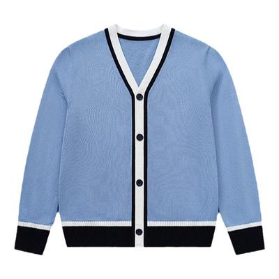 男女春秋学院棉开衫细线校服毛衣