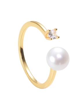 LADYB天然淡水珍珠戒指开口指环