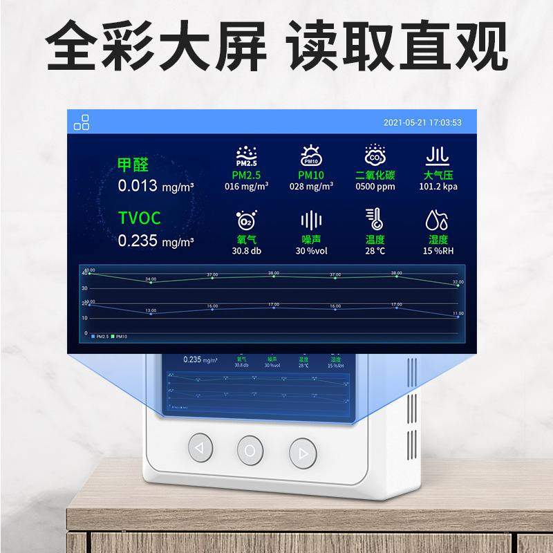 家用空气质量监测仪多功能甲醛检测仪PM2.5报警温湿度智能系统