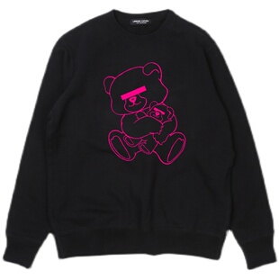 UNDERCOVER高桥盾UC男全棉卫衣圆领长袖遮眼熊青山限定荧光粉植绒