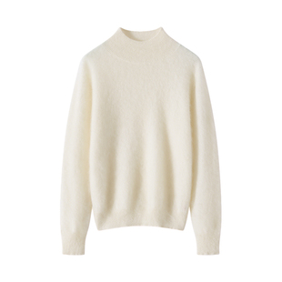 拉绒半高领女士100%山羊绒衫亲肤舒适简约时尚洋气显瘦打底衫上衣