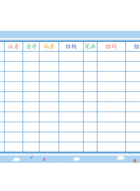 小学语文通用预习卡生字组词笔顺