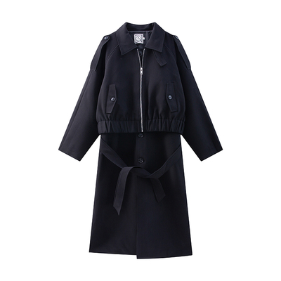 COLN秋新休闲风假两件中长款风衣