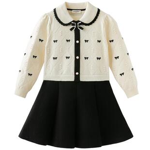 戴维贝拉女童连衣裙2026春装新款儿童针织裙学院风裙子秋冬公主裙