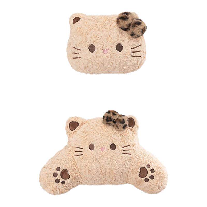 磨花猫咪毛绒汽车头枕腰靠四季