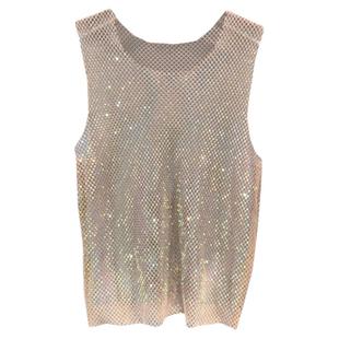 酒吧GOGO服装男士领舞DS演出服dj歌手性感幻彩闪钻网纱背心潮男装