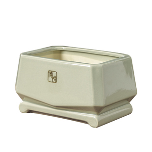 简约小盆景陶瓷花盆中式古典透气发财树造景专用盆创意长方形大号