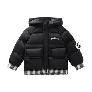 MOMOCO/玛米玛卡男童羽绒服外套2025冬季新款中大童韩版拼接保暖