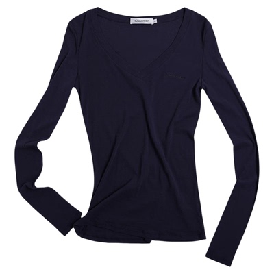 CLIMAX VISION纯棉轻薄修长显瘦深V领长袖T恤女款堆堆打底上衣